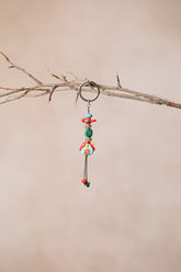 Glasperlen Schlüsselanhänger | Murano-Glas | Vogel | Rot-Blau | Handgemacht | Einzigartiges Design